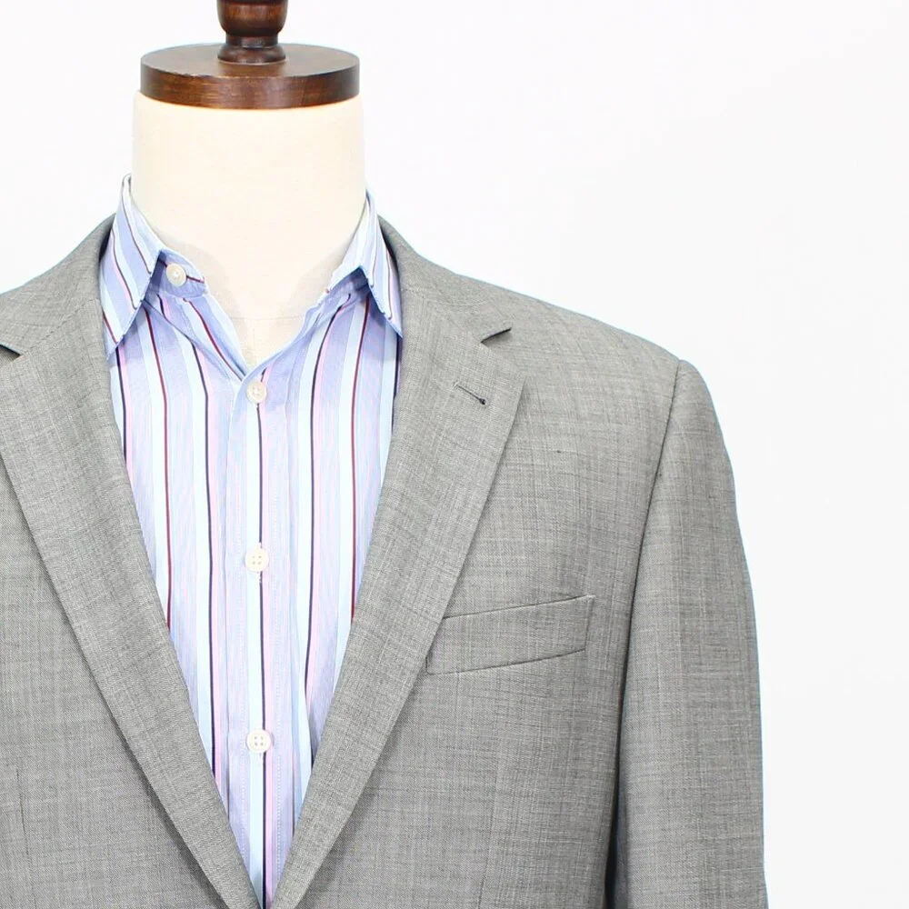 Indochino 38L Gray Solid 2-Button Sport Coat Blazer Jacket T576